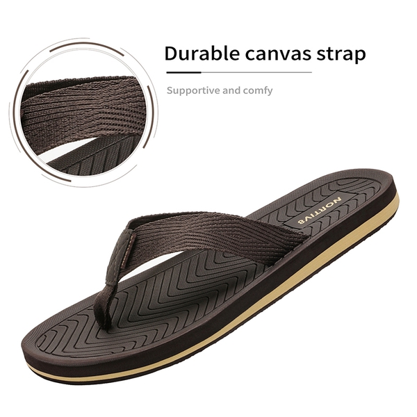 Men's Canvas Flip Flops - DARK BROWN - 2
